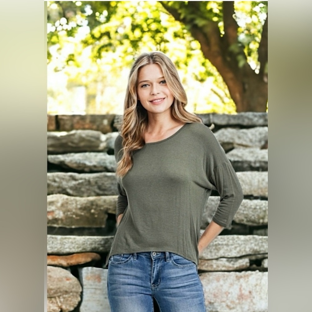 ❗️PRICE DROP❗️Ginger G High-Low Hemline 3/4" Sleeve Dolman Top Size Large
